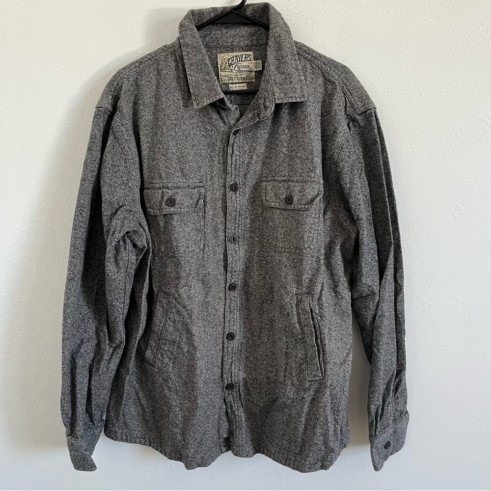 Grayers Men's Gray Button-Up Shirt Jacket SIze XXL